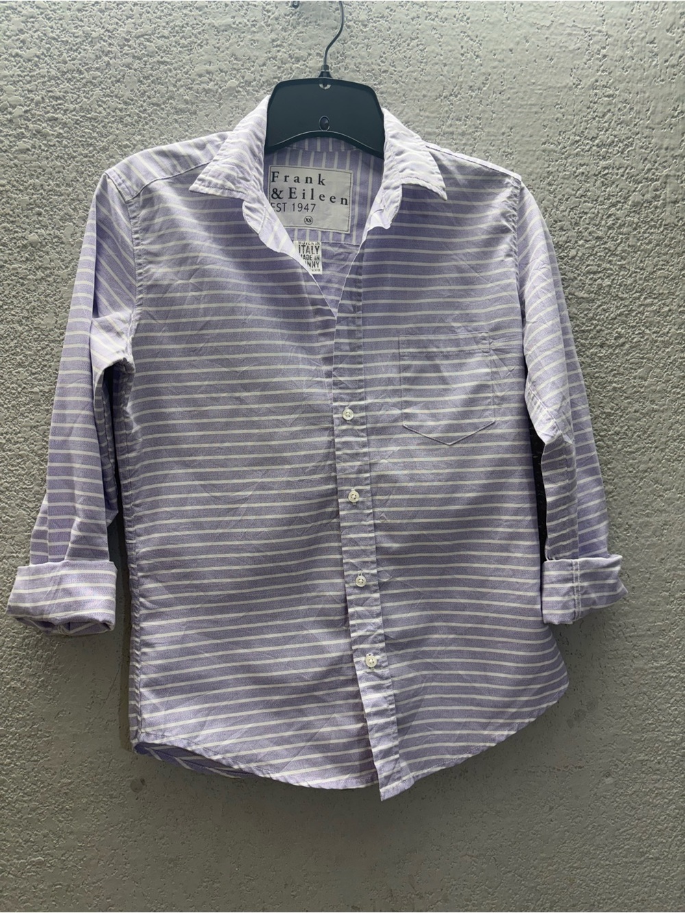 Frank & Eileen Men’s Lavender and White Striped Button-Down Shirt